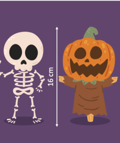 Set 4 niño Halloween (efecto espejo para autos/ventanas, 16 cm alto)