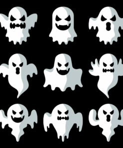 Set 9 fantasmas (adhesivo efecto espejo, 4cm)